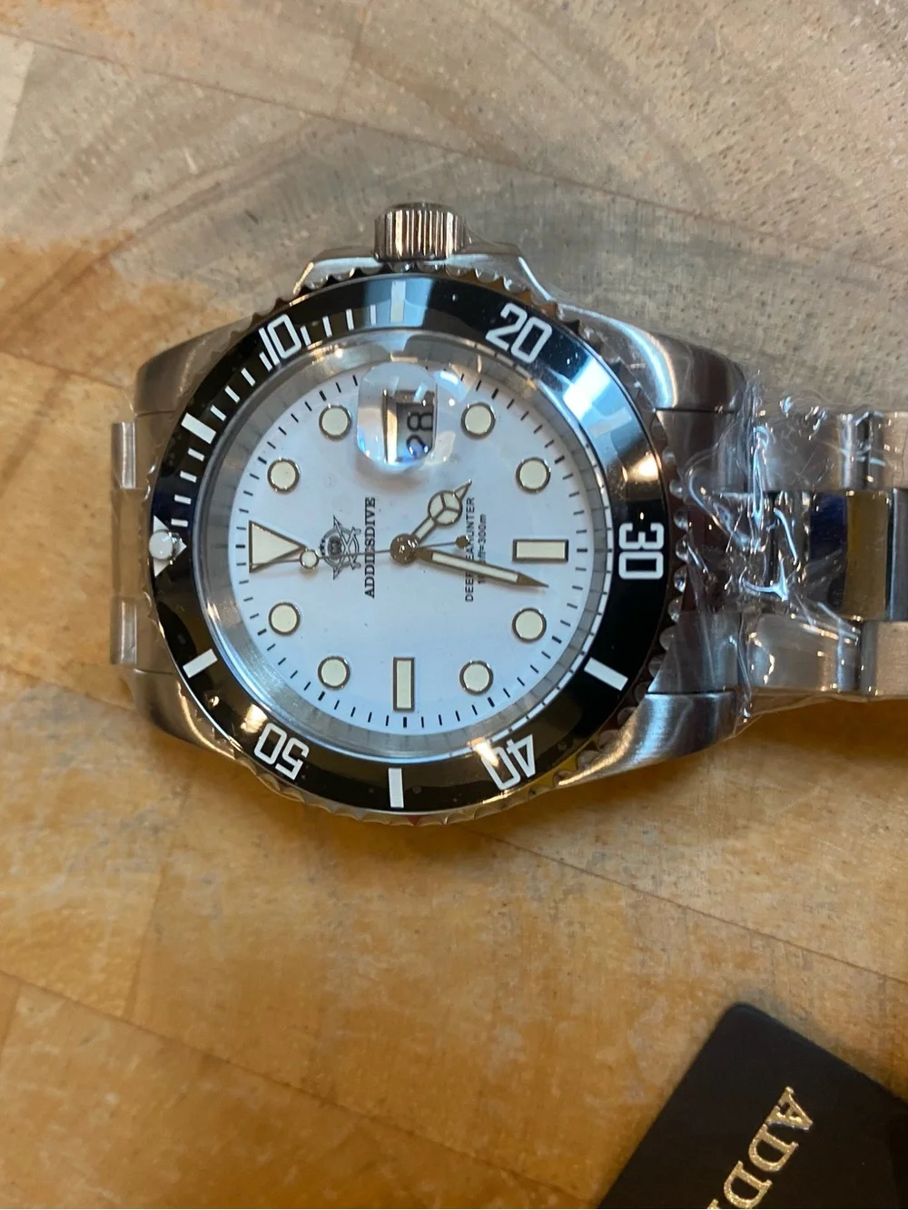 New ADDIESDIVE Stainless Steel Dive Watch - White Dial, Black Bezel
